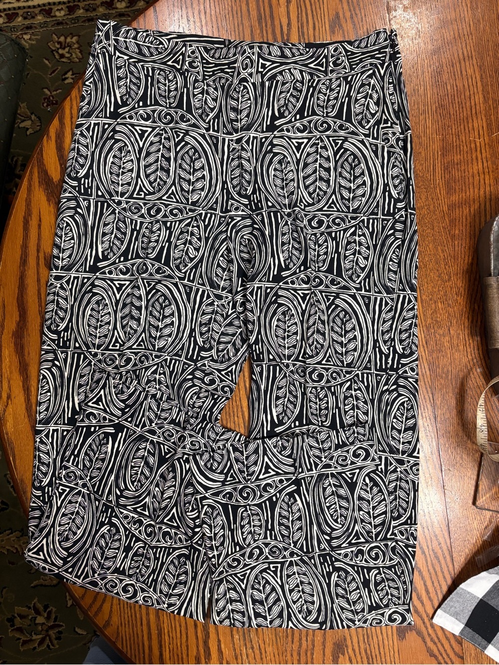LOFT Black and White Geometric Print Wide-Leg Trousers